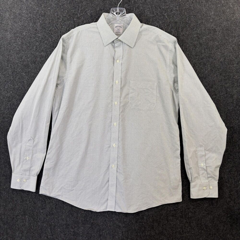 Brooks Brothers Regent Shirt Men's 16 34/35 White Check Slim Fit Non Iron Dress